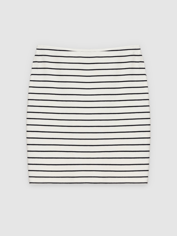  Striped fitted skirt off white front view