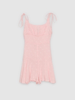%Pto% Printed ruched short jumpsuit light pink front view