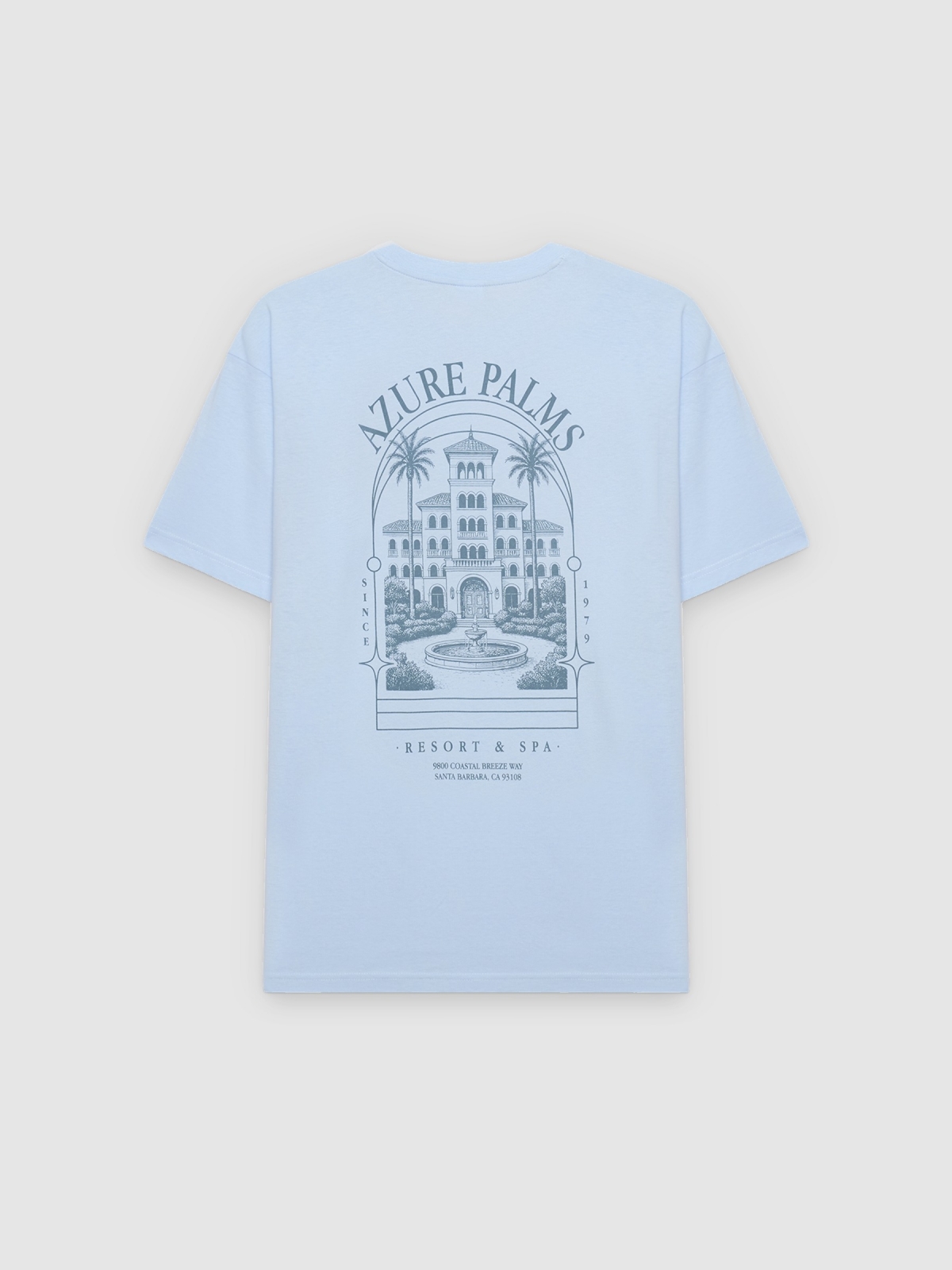 Azure T-shirt sky blue back view