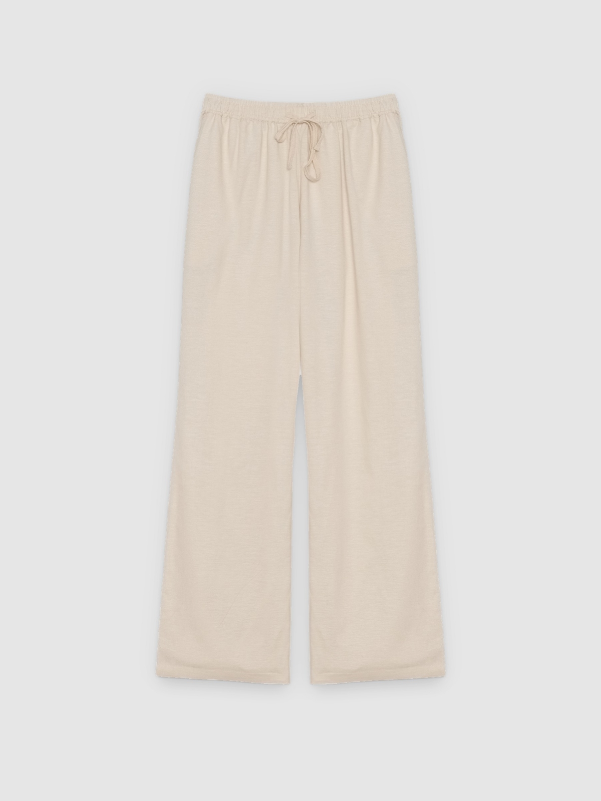 %Pto% Pantalón lino fluido tiro alto beige vista frontal