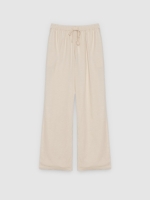%Pto% Fluid high-waisted linen pants beige front view
