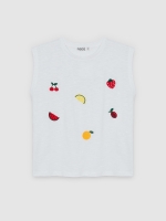 %Pto% printed slub T-shirt white front view