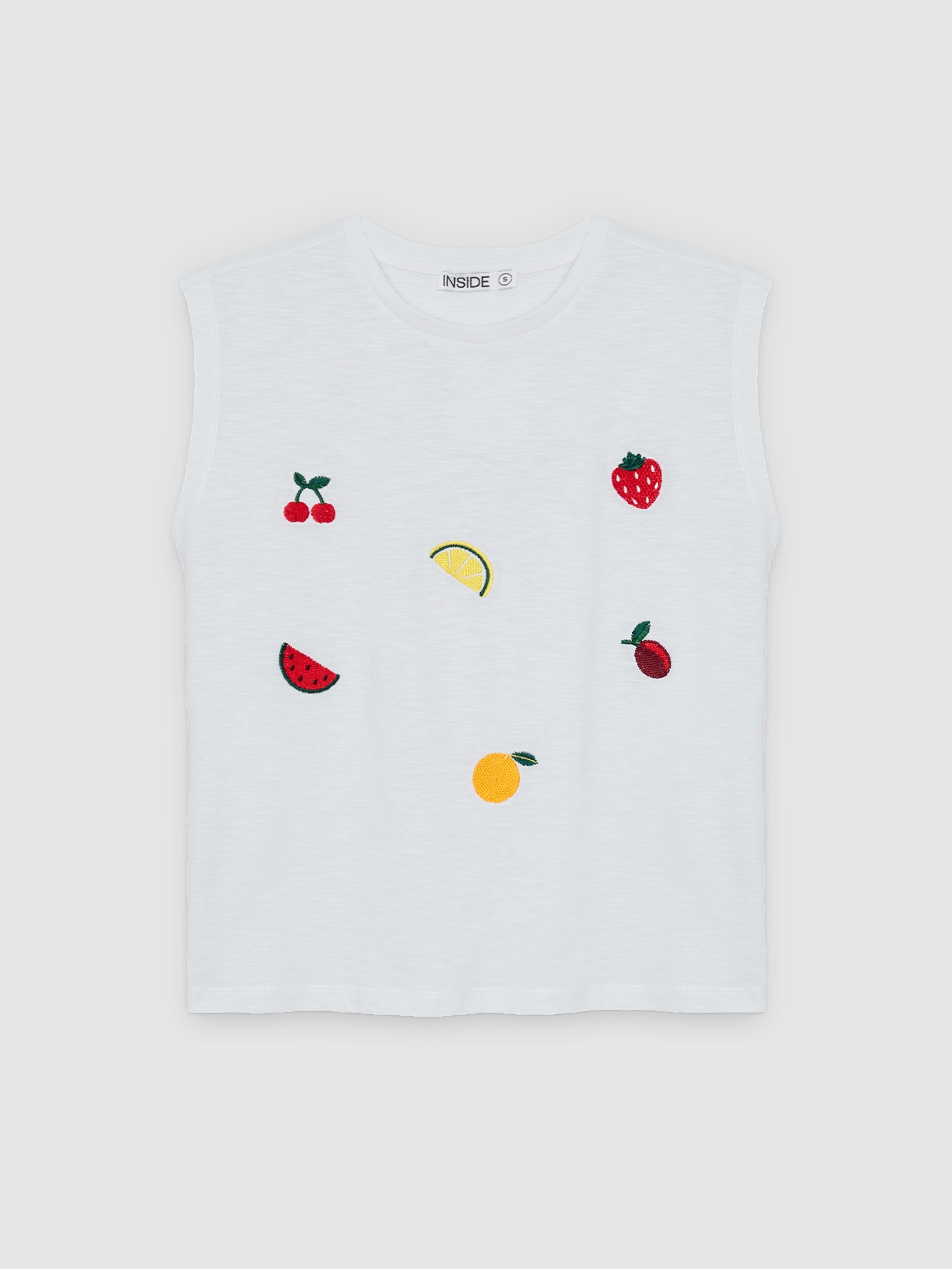 Camiseta flamé estampada blanco vista media frontal