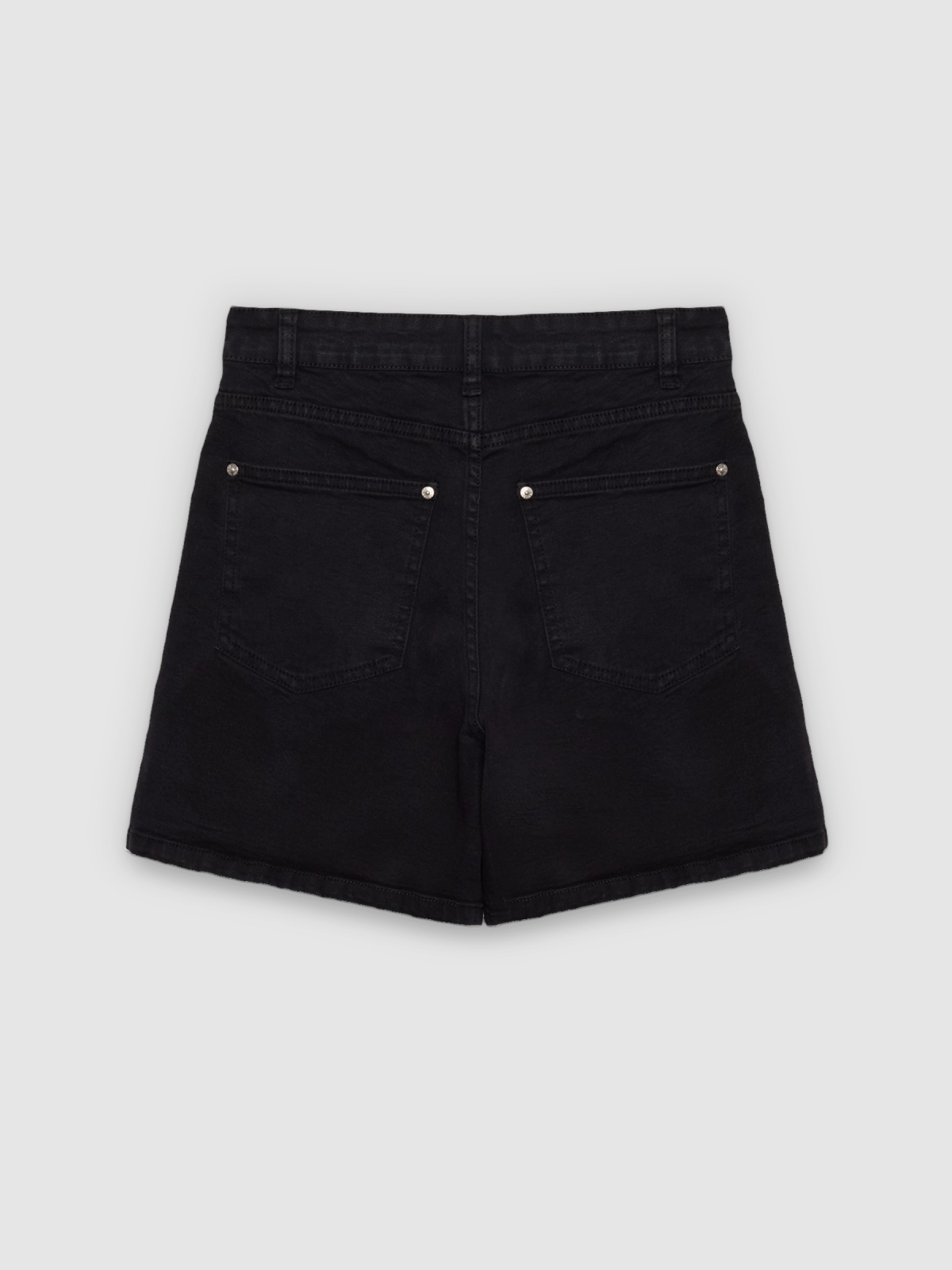High-waisted twill Bermuda shorts black back view