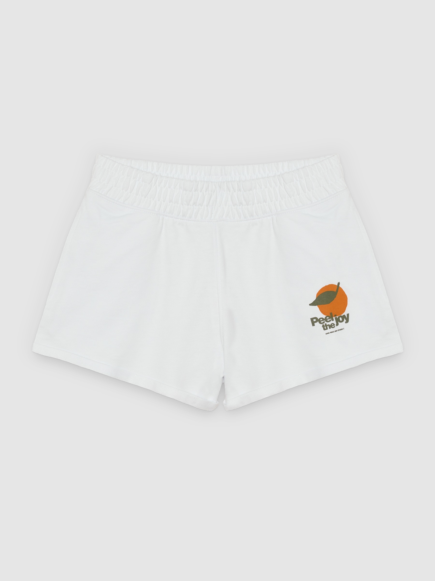 graphic print terry shorts white middle front view