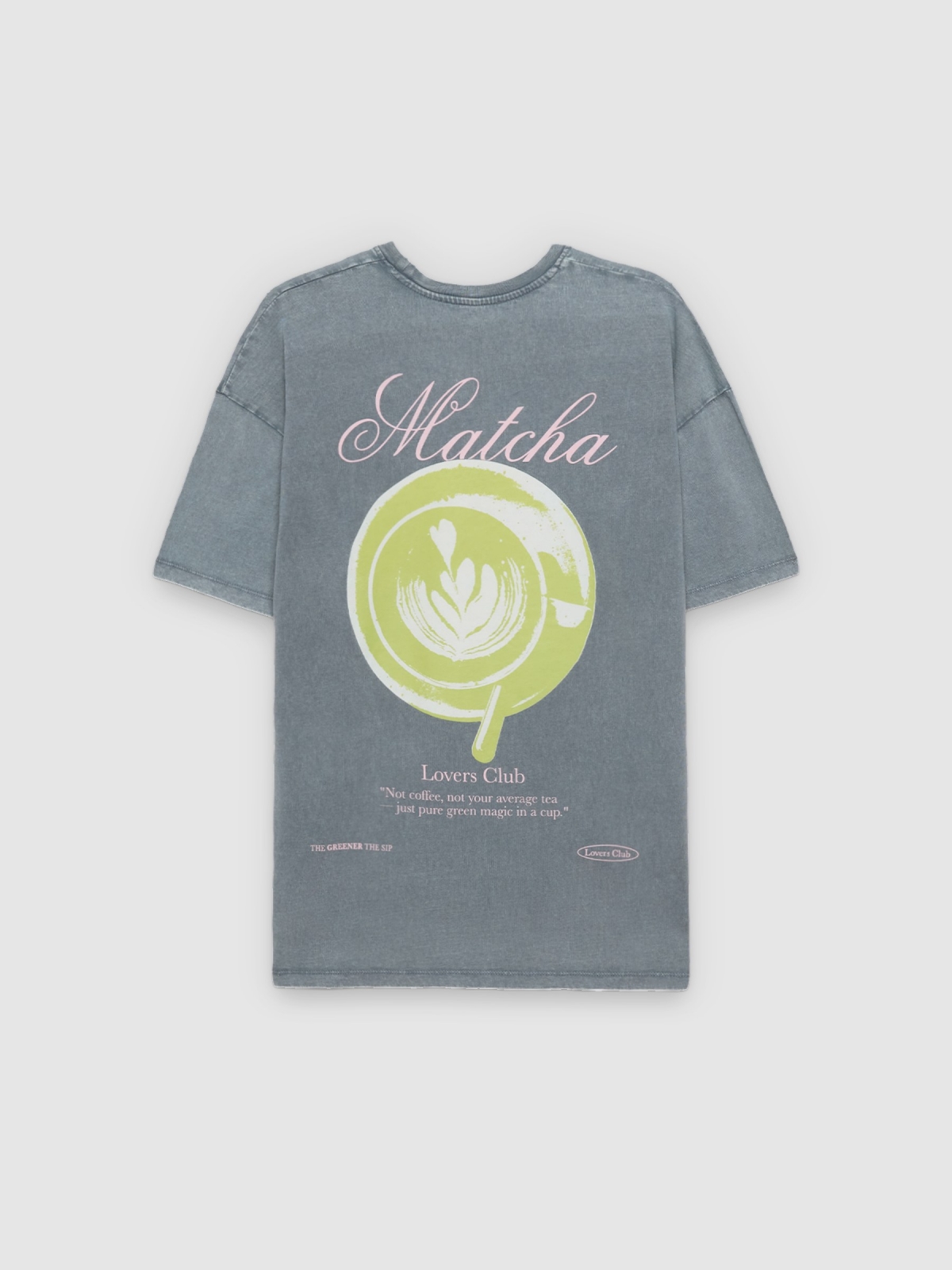 Camiseta oversize lavada gris azulado vista trasera