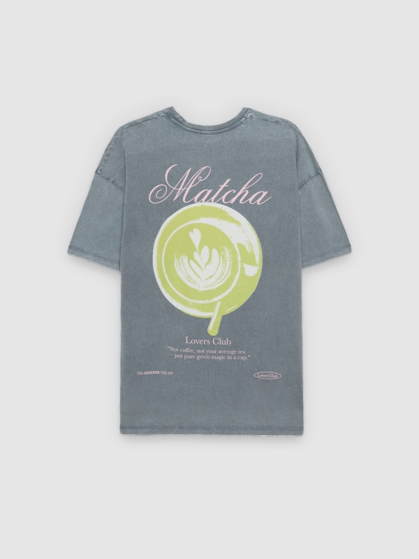 Camiseta oversize lavada gris azulado vista trasera