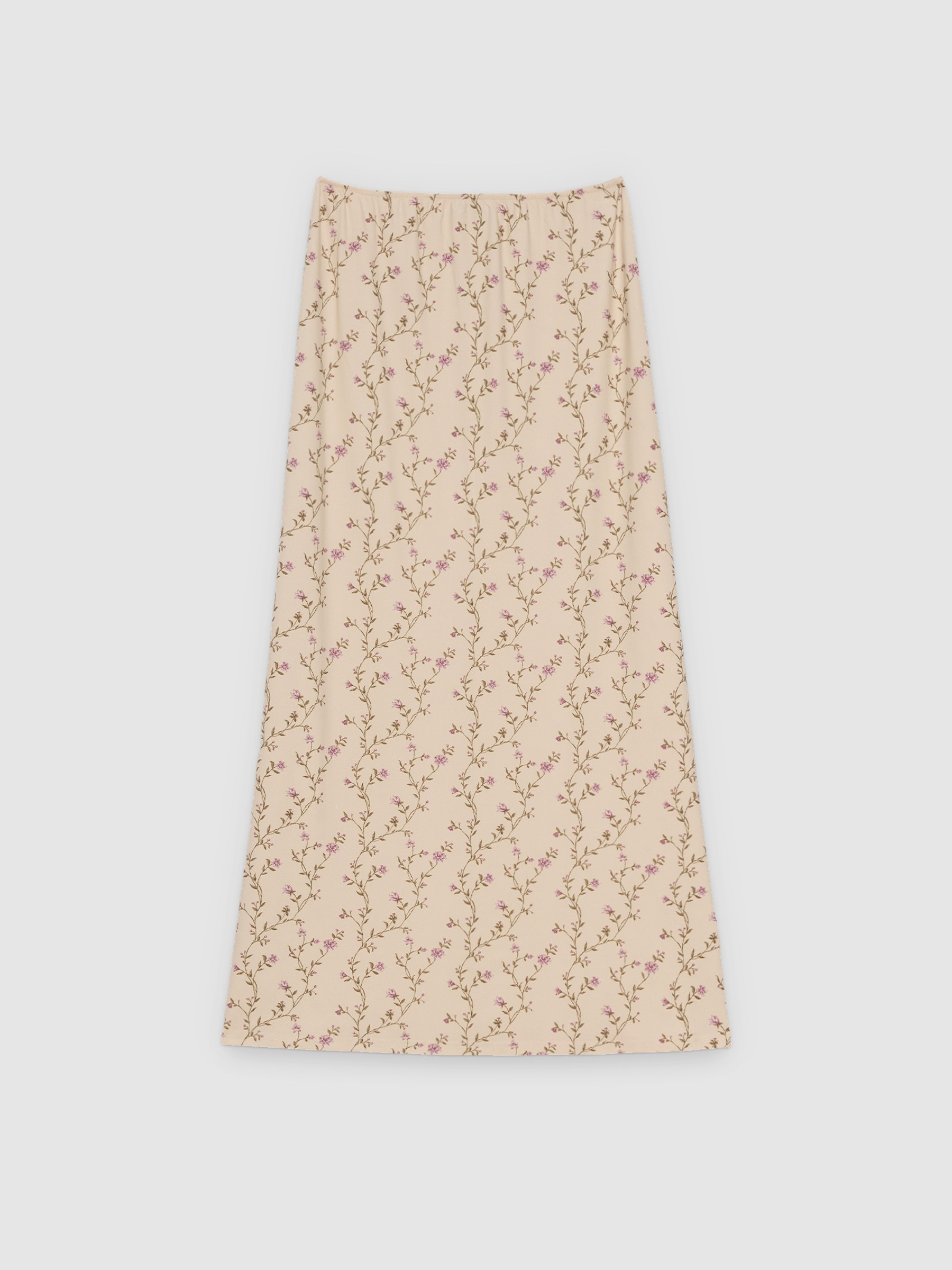 Falda midi floral de vuelo crudo vista media frontal