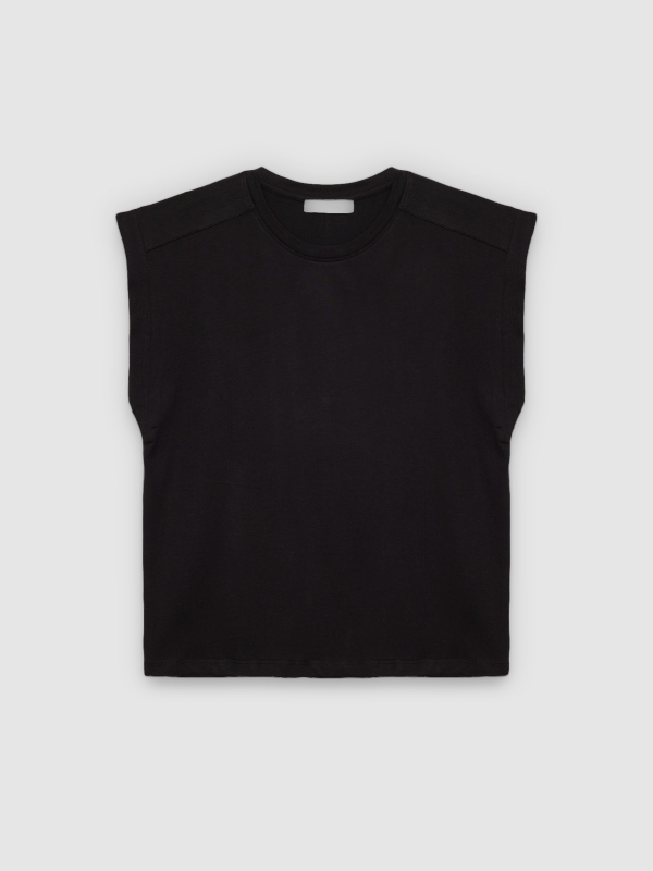 %Pto% Camiseta sin mangas algodón negro vista frontal