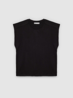 %Pto% Camiseta sem mangas de algodão preto vista frontal