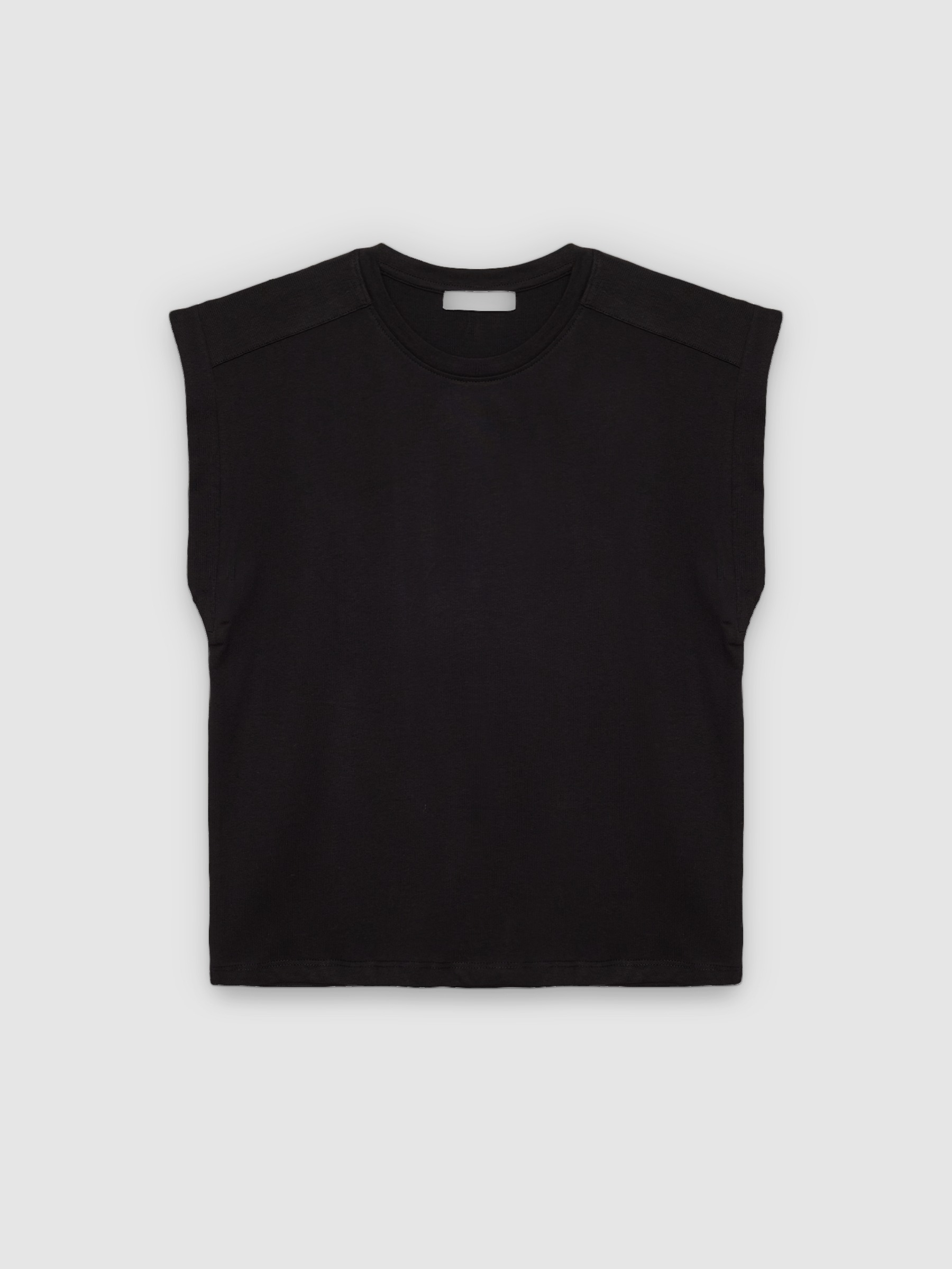%Pto% Camiseta sem mangas de algodão preto vista frontal