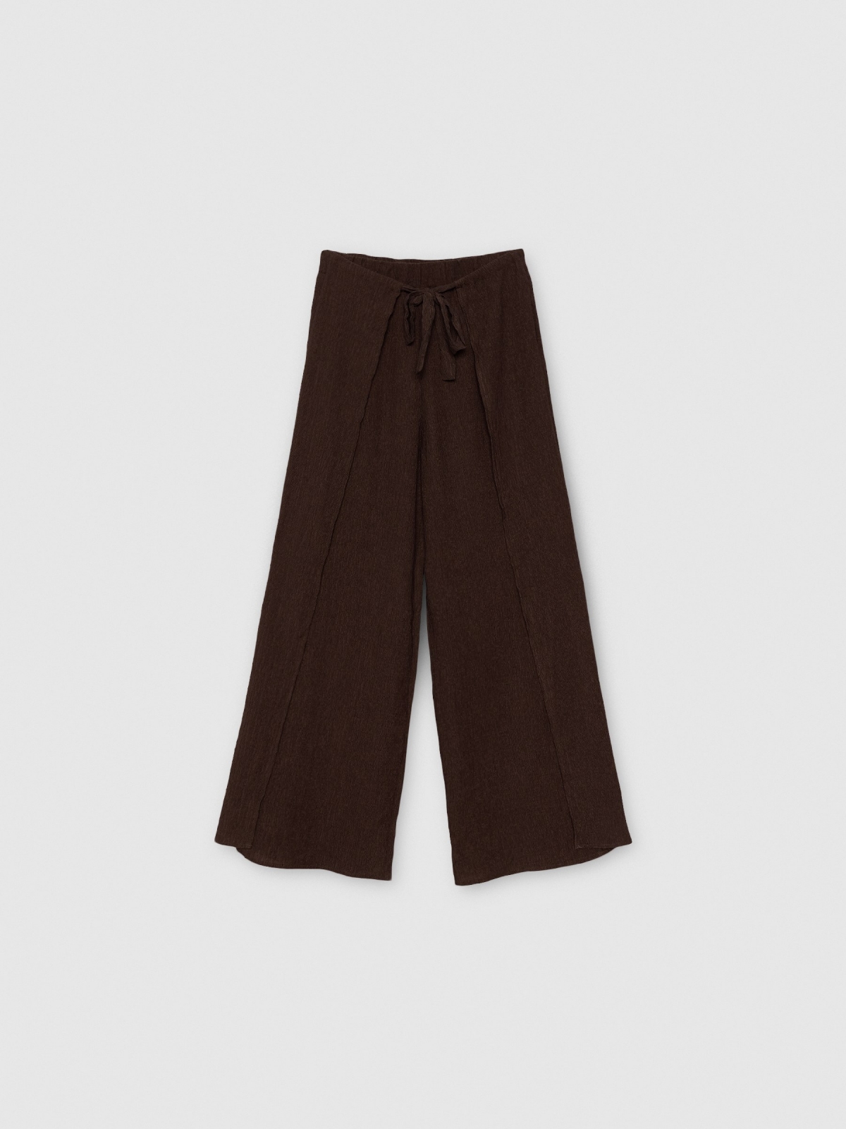 %Pto% Fluid wide-leg pants with a bow brown front view
