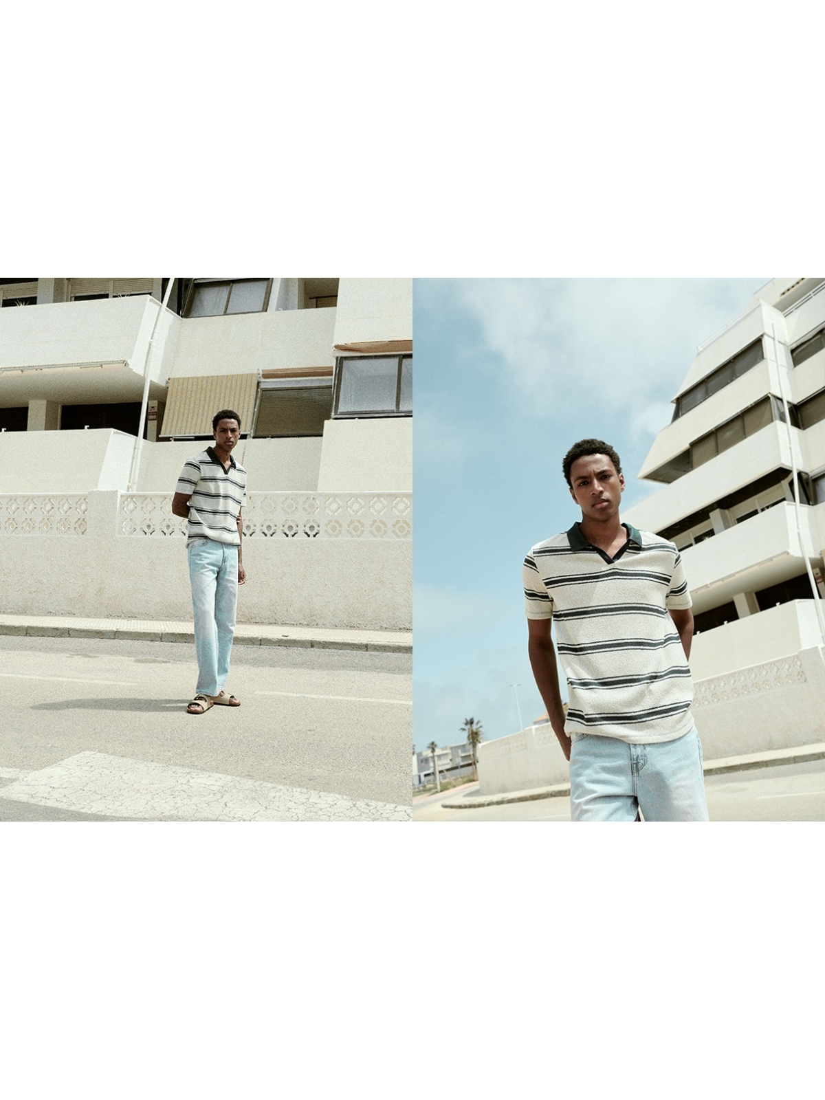 %NewExtra% Striped polo buttons light green