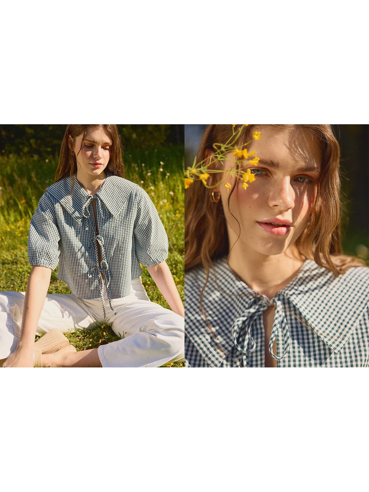 %NewExtra% Shirt with baby collar and bows dark green