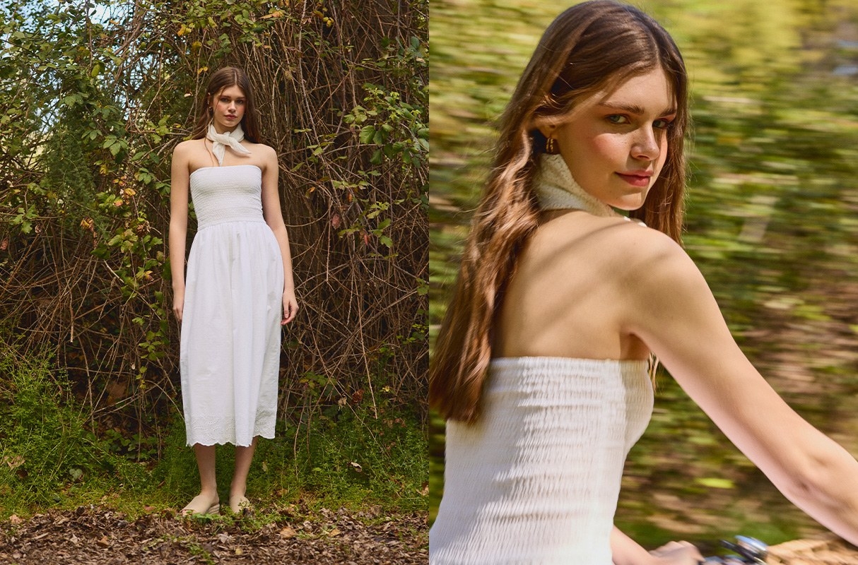 Swiss embroidered maxi dress white middle front view