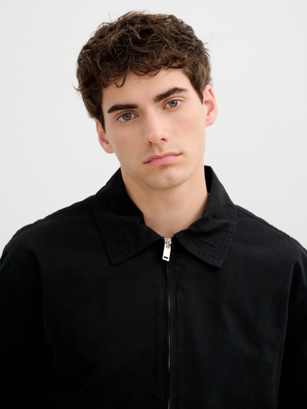 Plain jacket with zipper black detail view