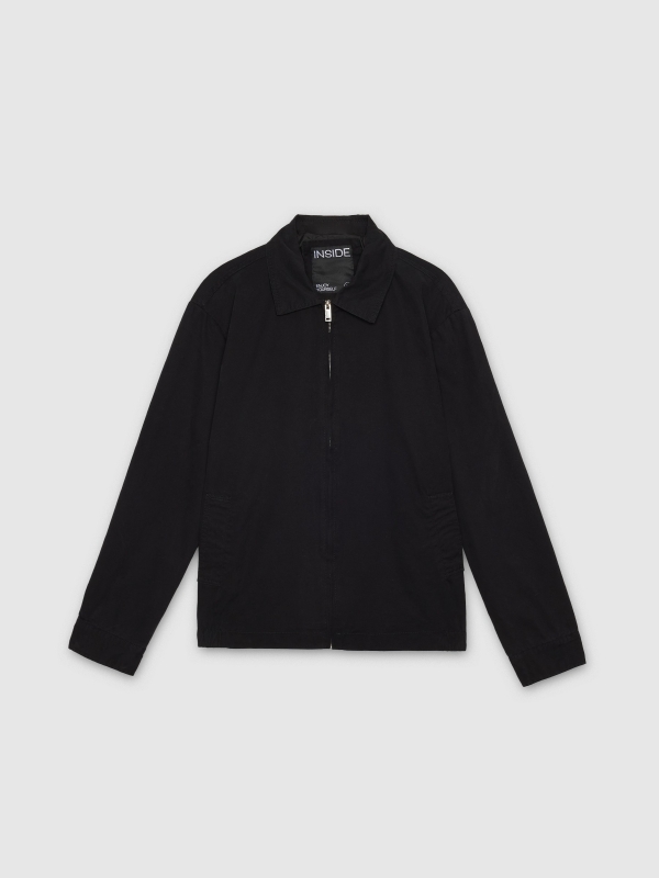  Plain jacket with zipper black front view