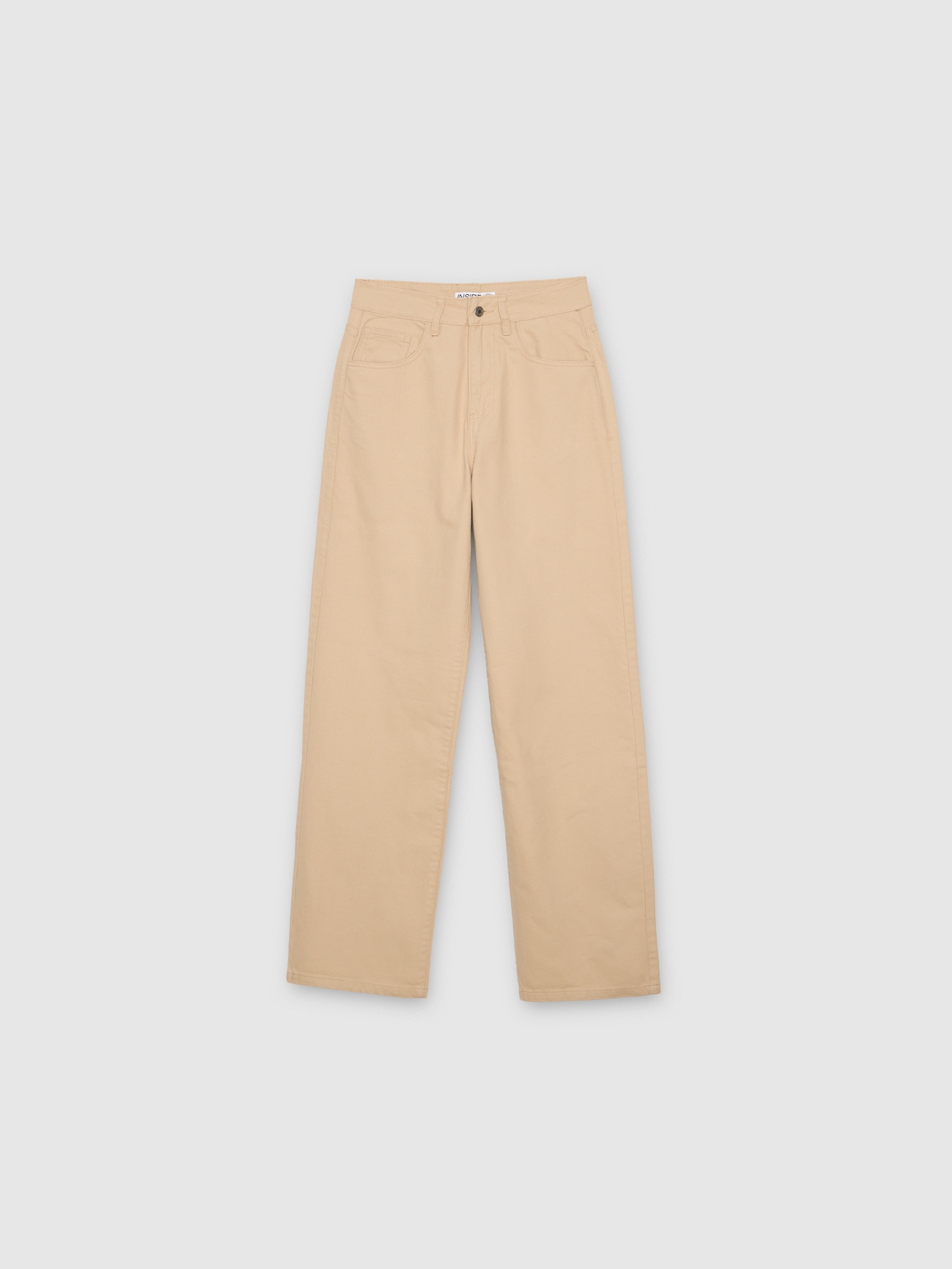 Straight twill pants sand front view