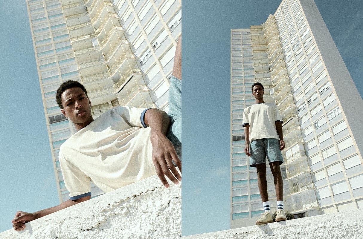 Basic Round Neck T-Shirt raw middle front view