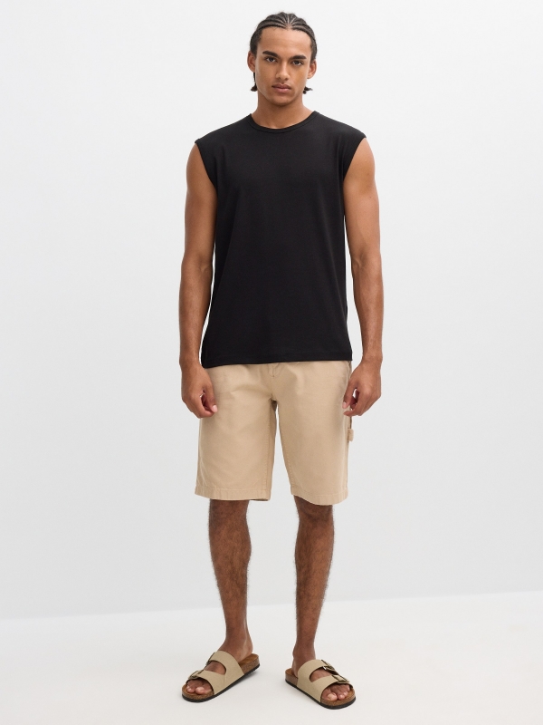 White basic sleeveless shirt black front view
