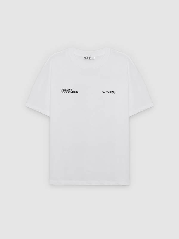 Camiseta oversized feeling branco vista frontal