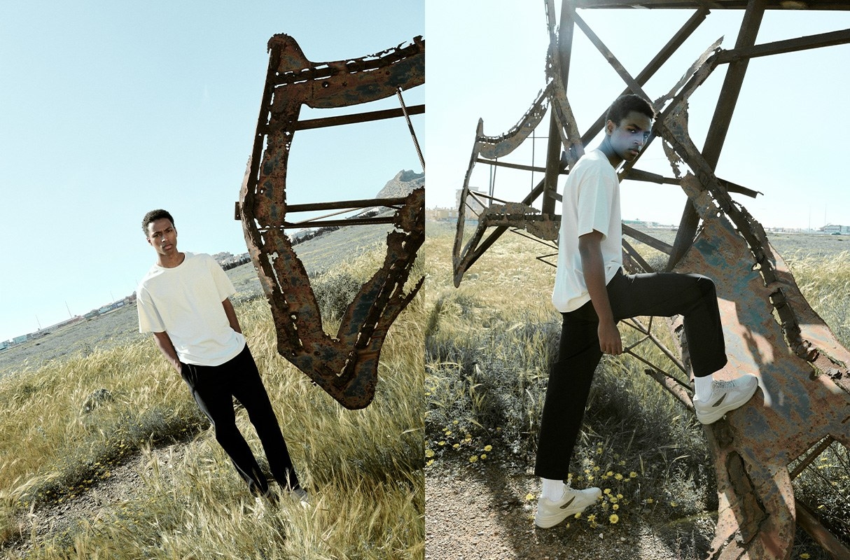 Gabardine jogger pants black front view