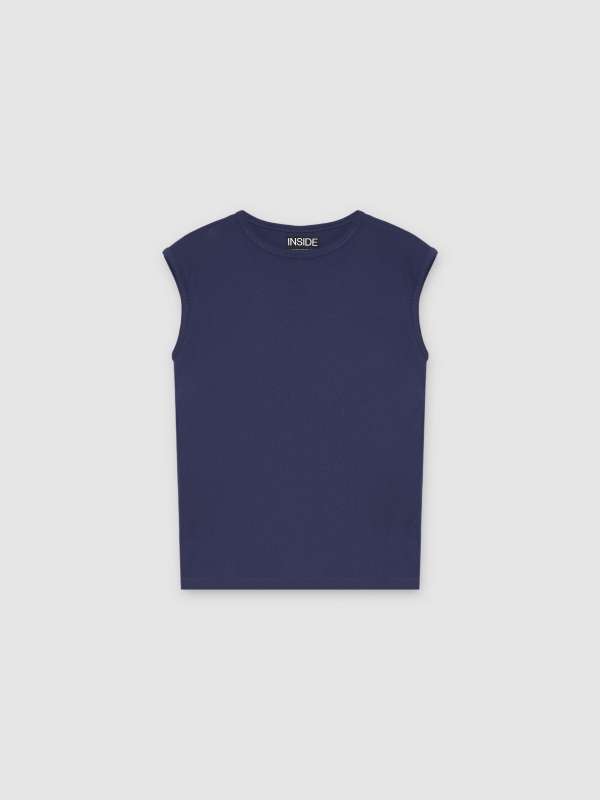  Camiseta básica sem mangas azul vista frontal