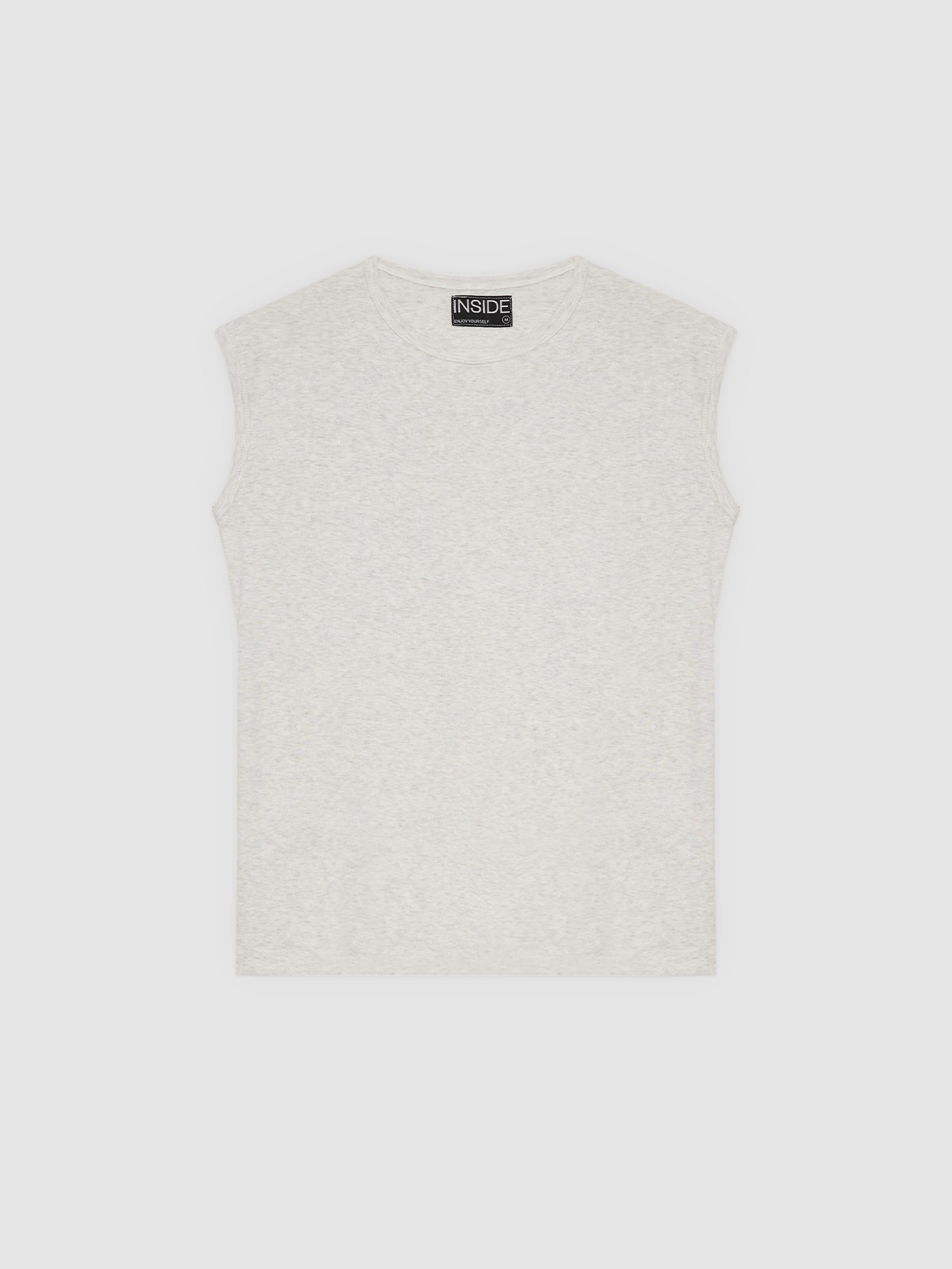 Camiseta básica sin mangas gris vista media frontal