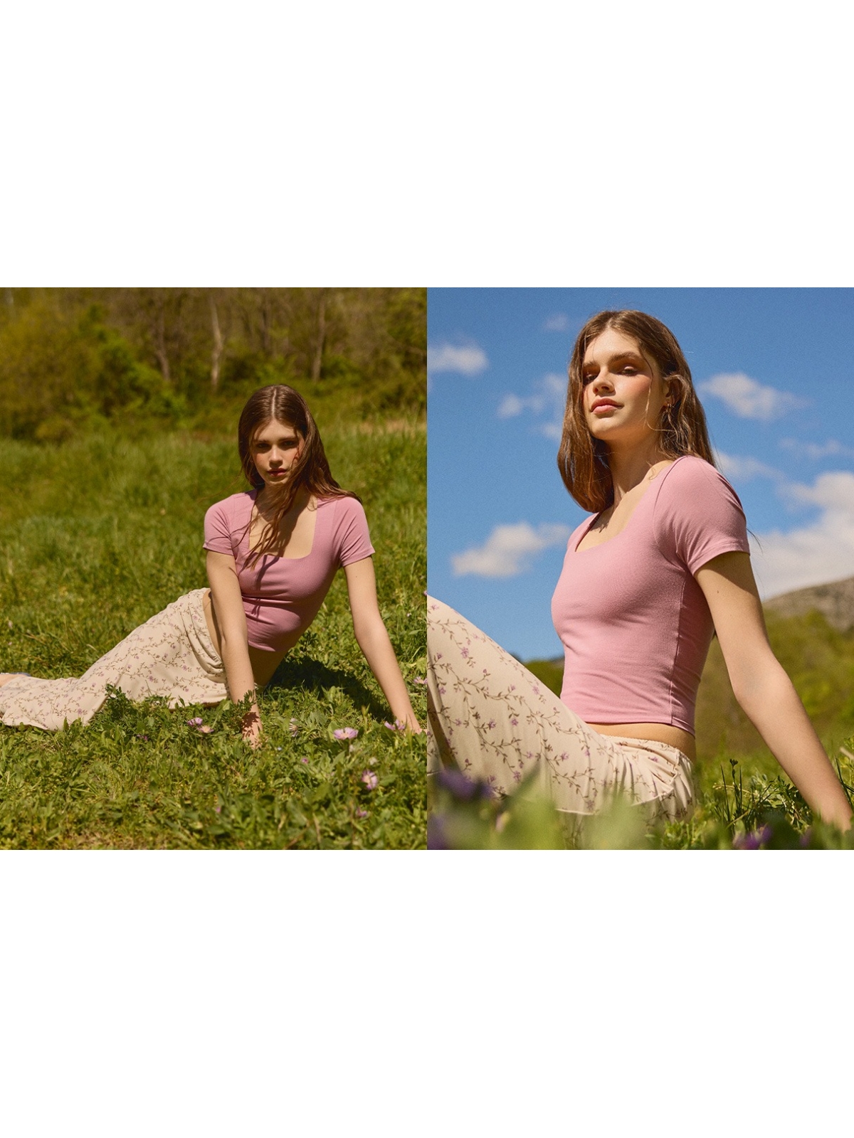 %NewExtra% Flared floral midi skirt raw