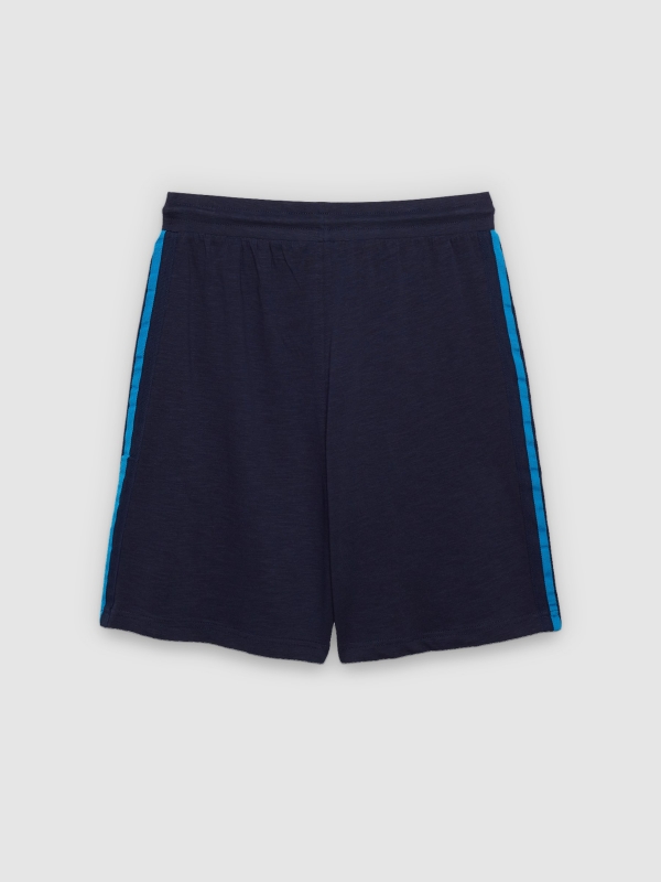 Bermuda jogger com bandas laterais azul marinho vista traseira
