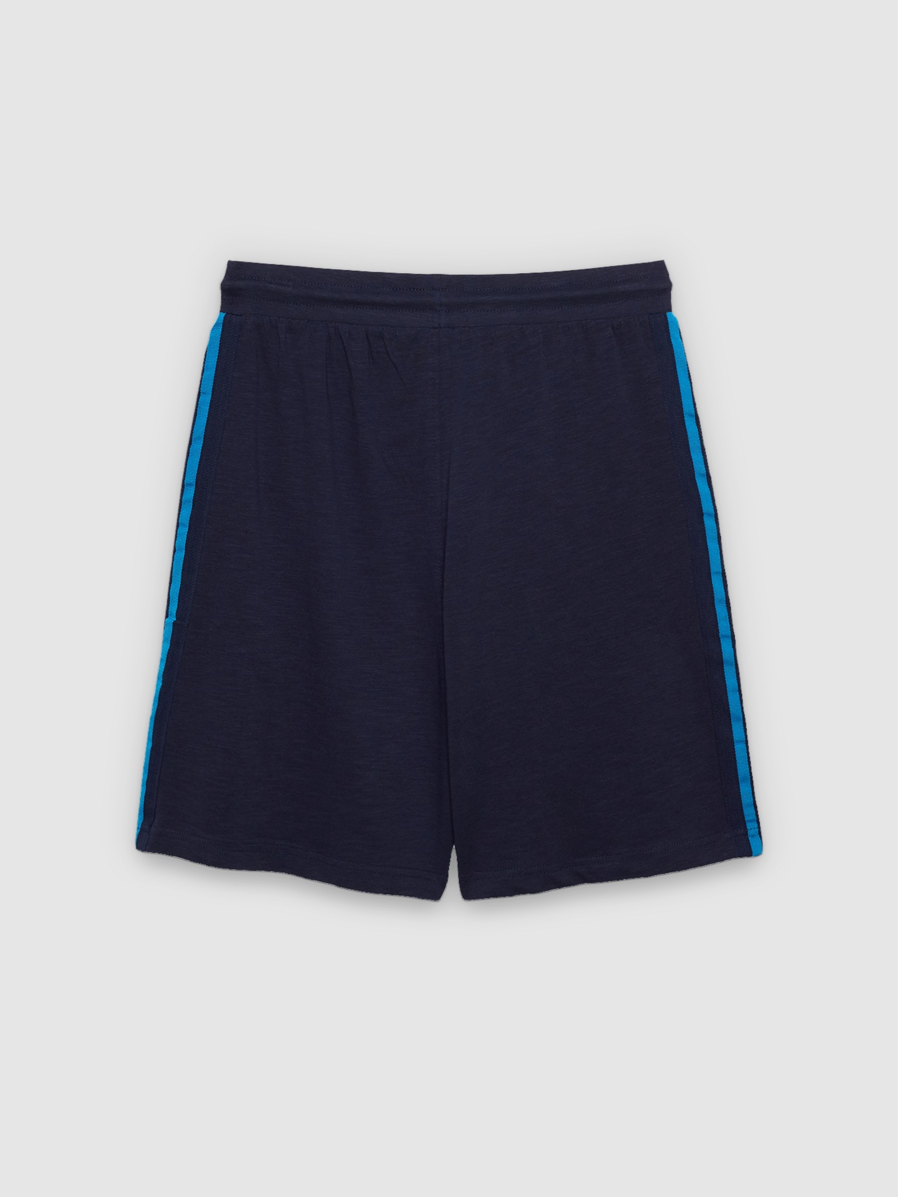 %Pto% Bermuda jogger com bandas laterais azul marinho vista frontal