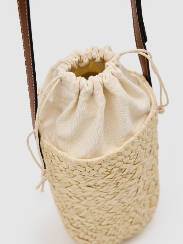 Bolsa cesta de juta bege vista interior