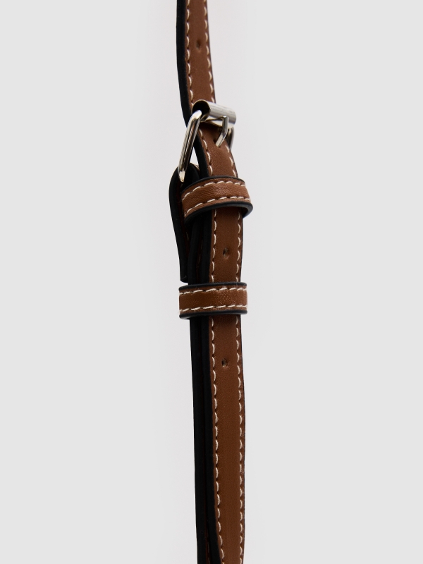 Bolsa cesta de juta bege vista detalhe