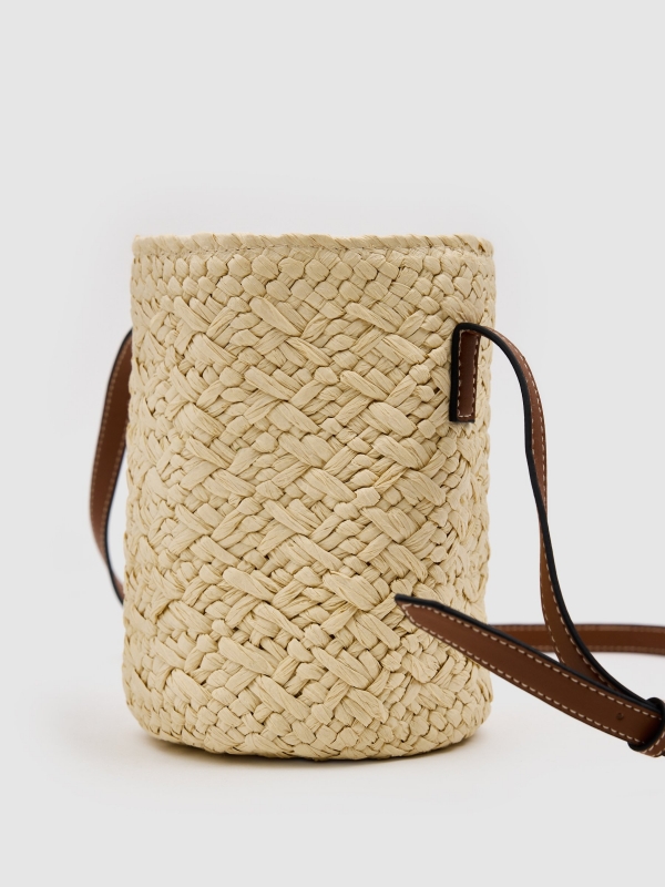 Bolso cesta yute beige vista detalle