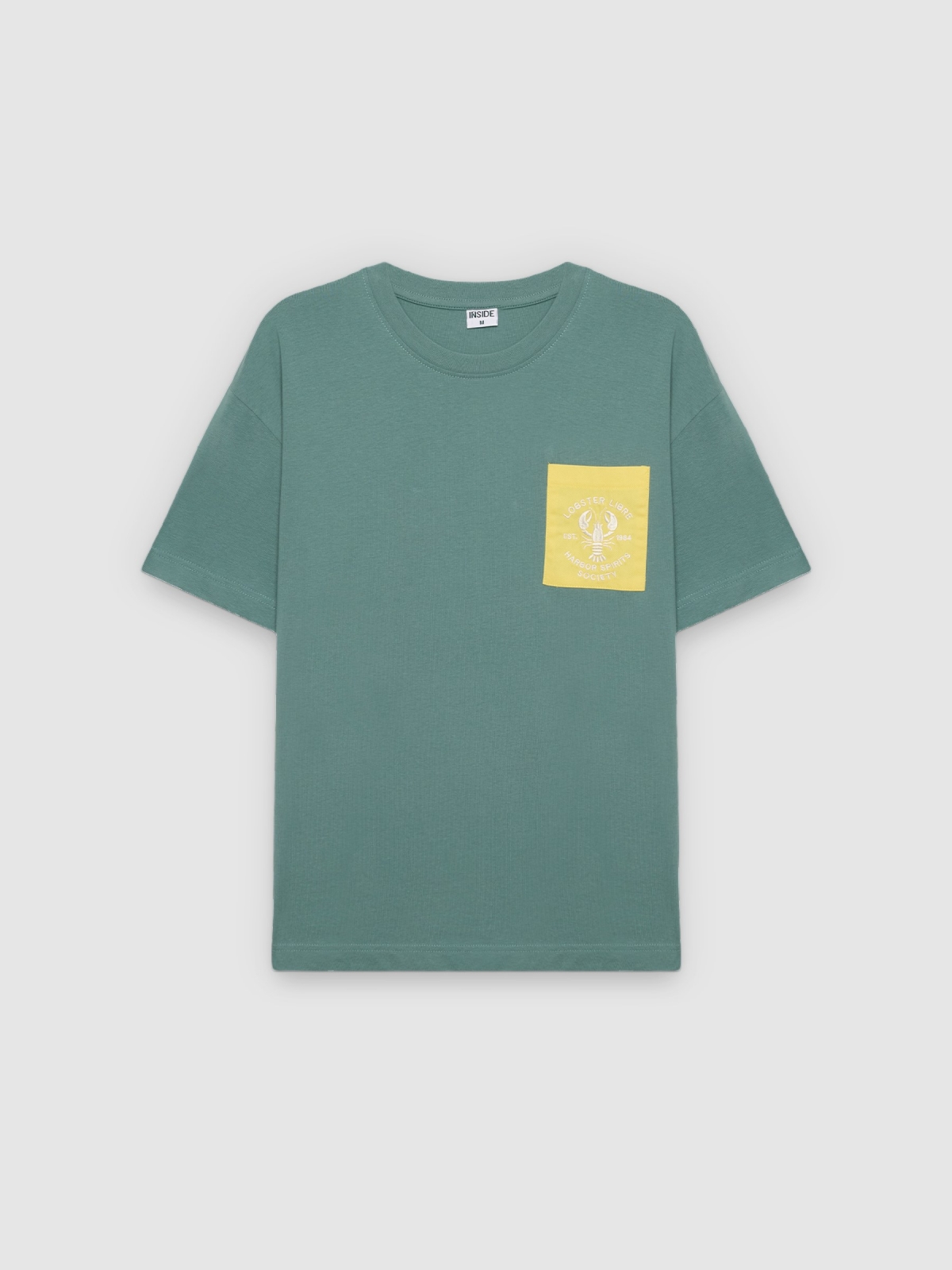 %Pto% Printed pocket T-shirt green front view