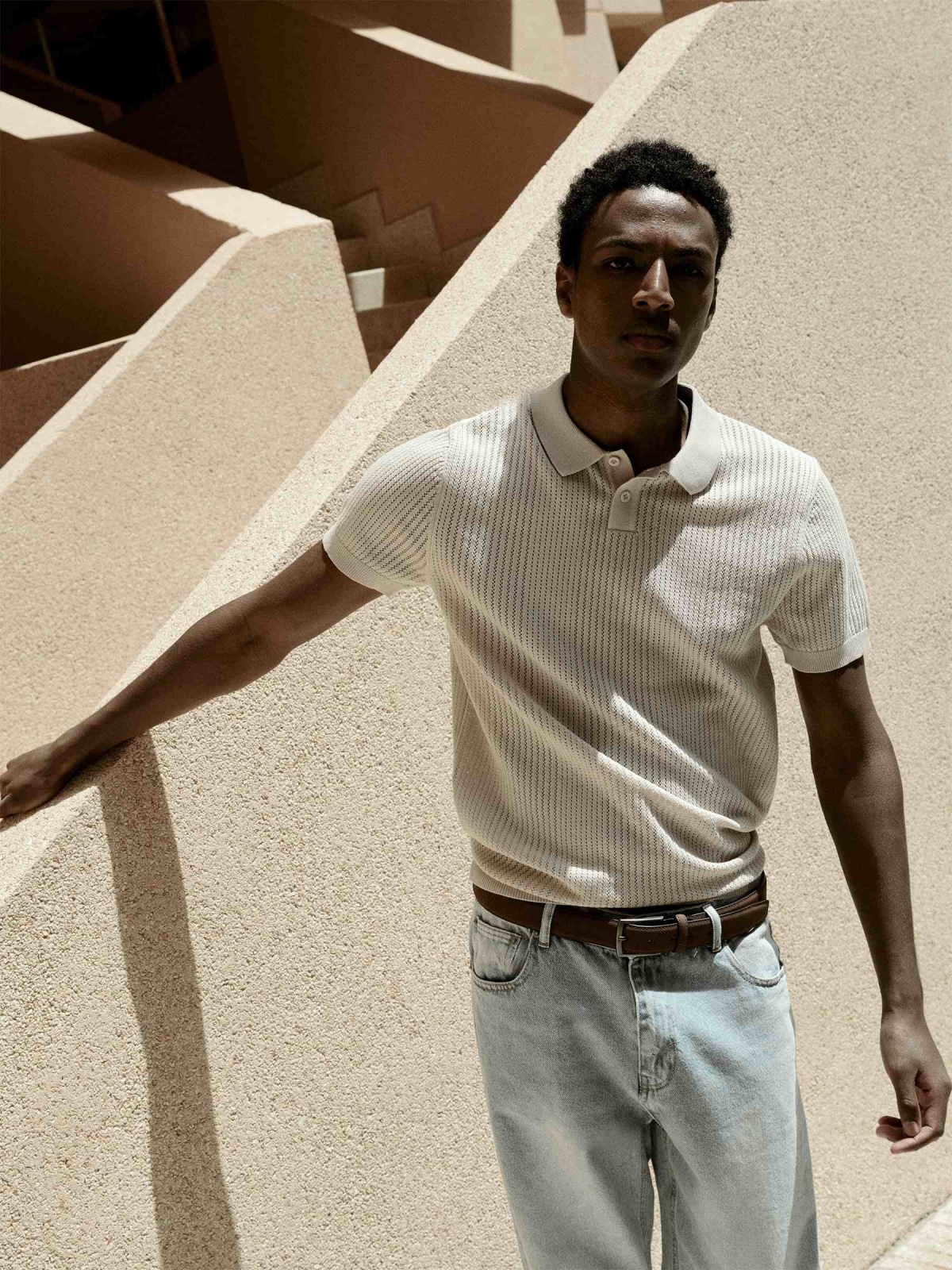 %New% Dress belt with leather effect brown