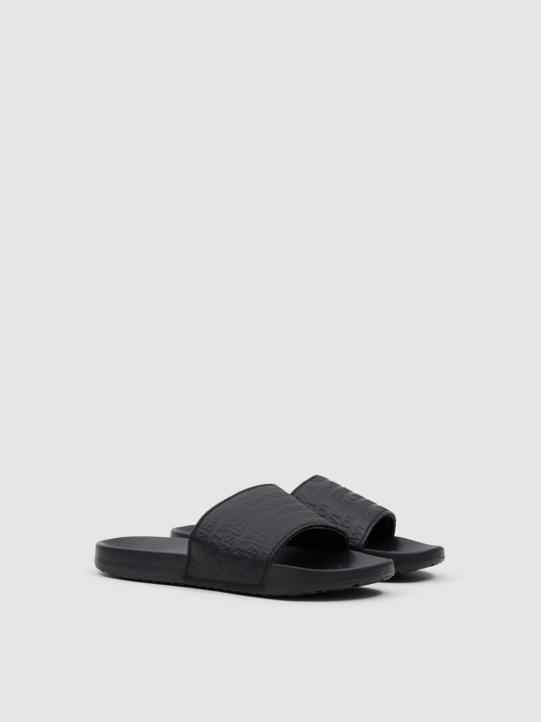 pool slide sandal black 45º front view