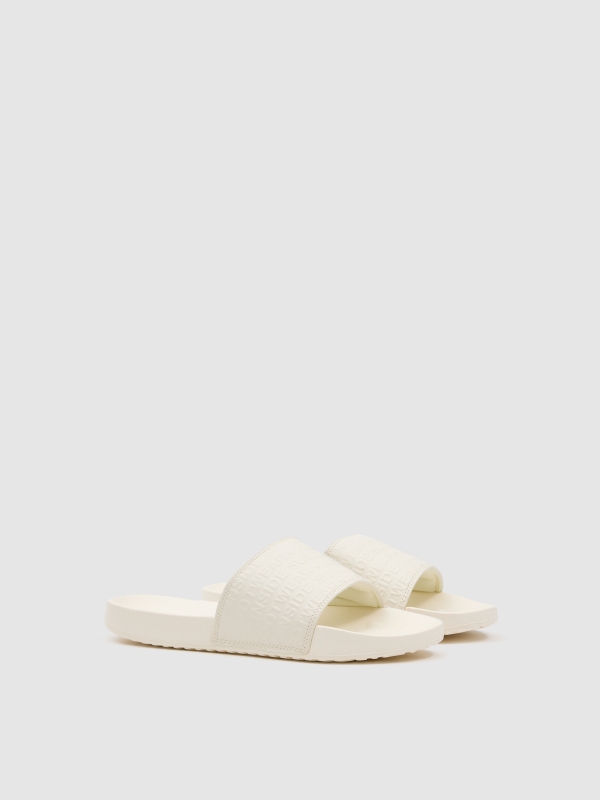 chinelo para piscina branco vista frontal 45º
