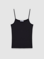 %Pto% Camiseta de alças slim preto vista frontal