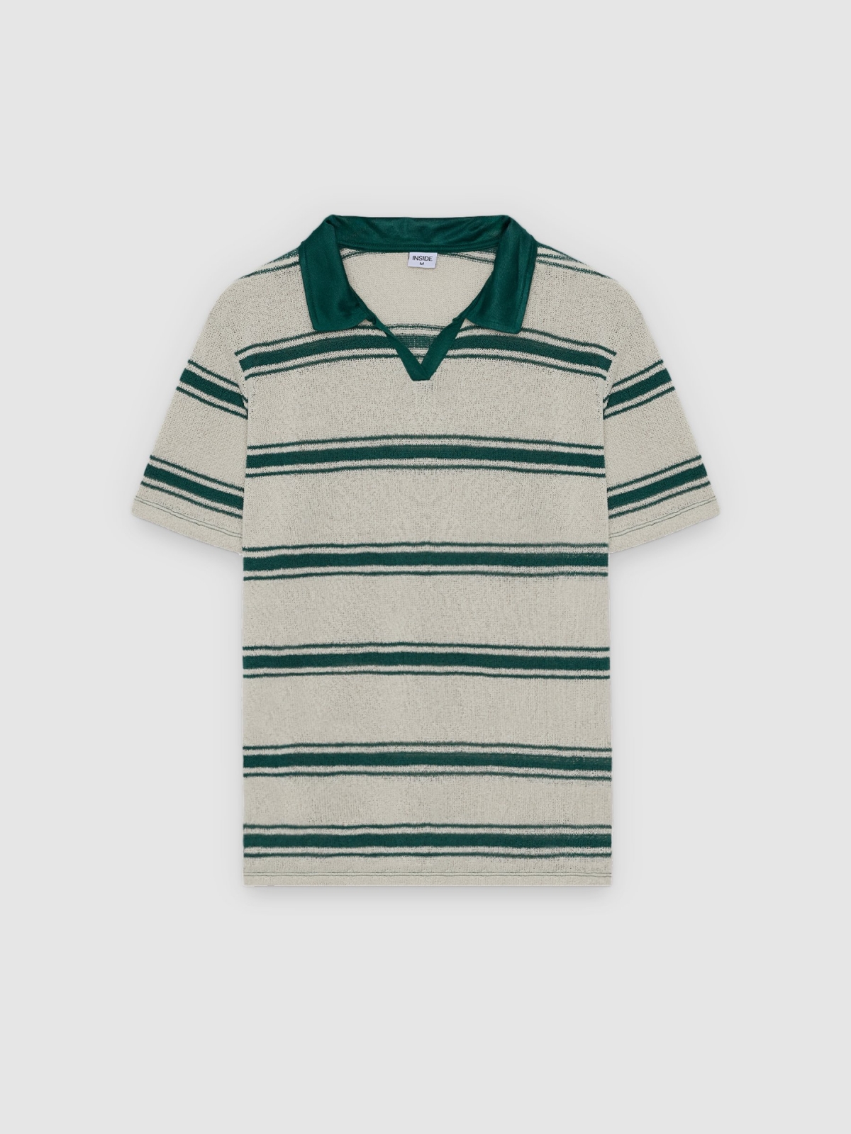 %Pto% Striped polo buttons light green front view