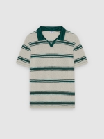 %Pto% Striped polo buttons light green front view