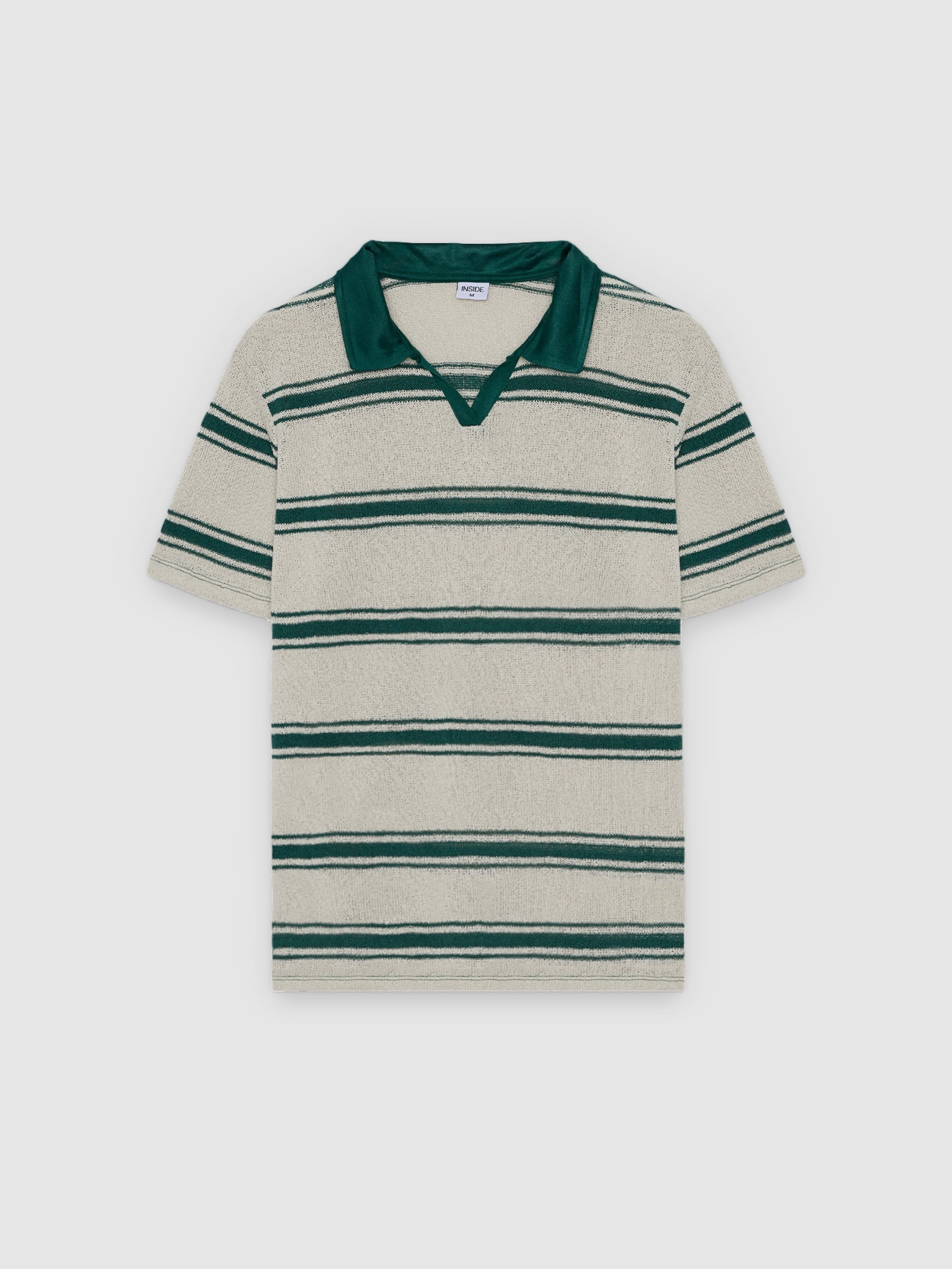 %Pto% Striped polo buttons light green front view
