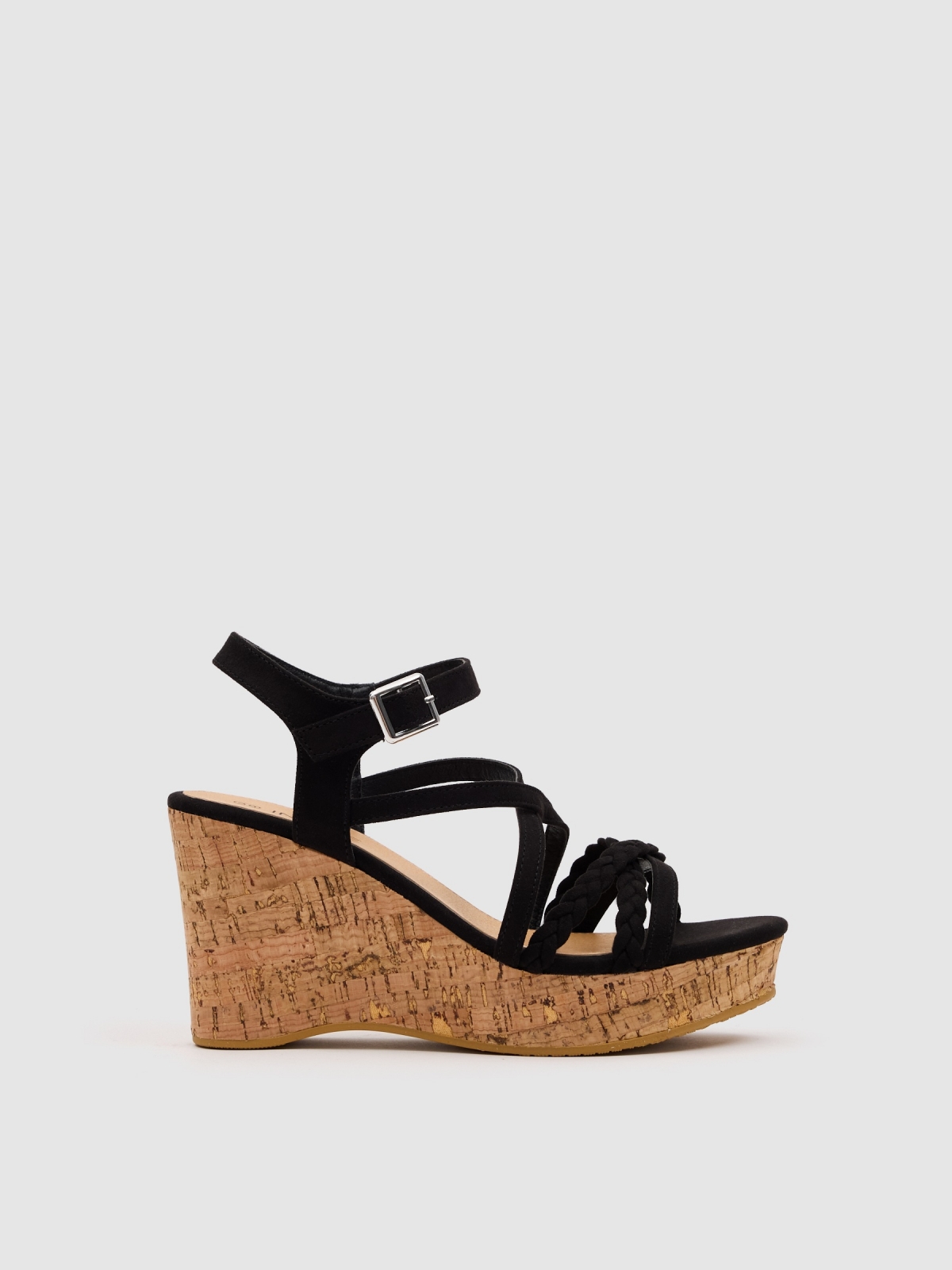 Cuñas tiras trenzadas negro
