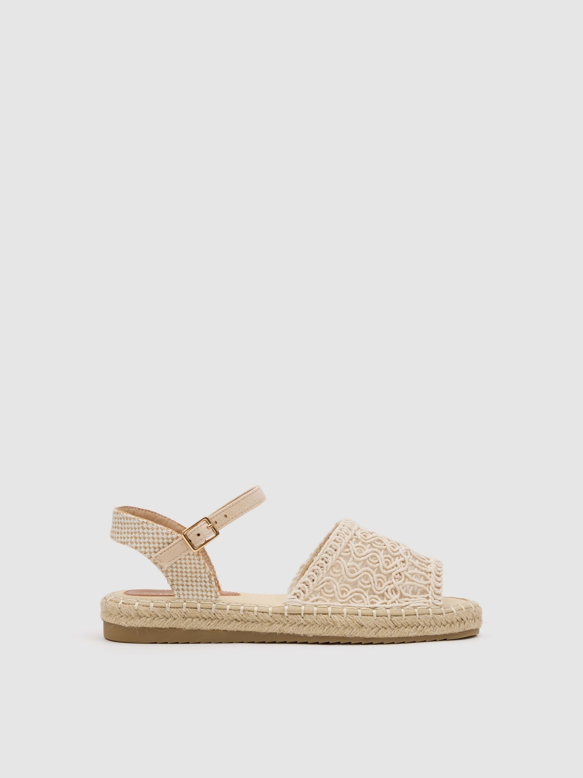 Beige embroidered jute sandals off white