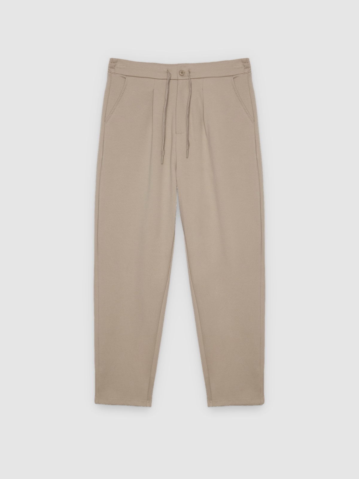 %Pto% Fleece joggers with drawstrings beige front view