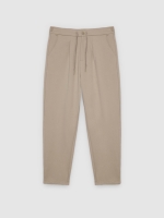 %Pto% Fleece joggers with drawstrings beige front view