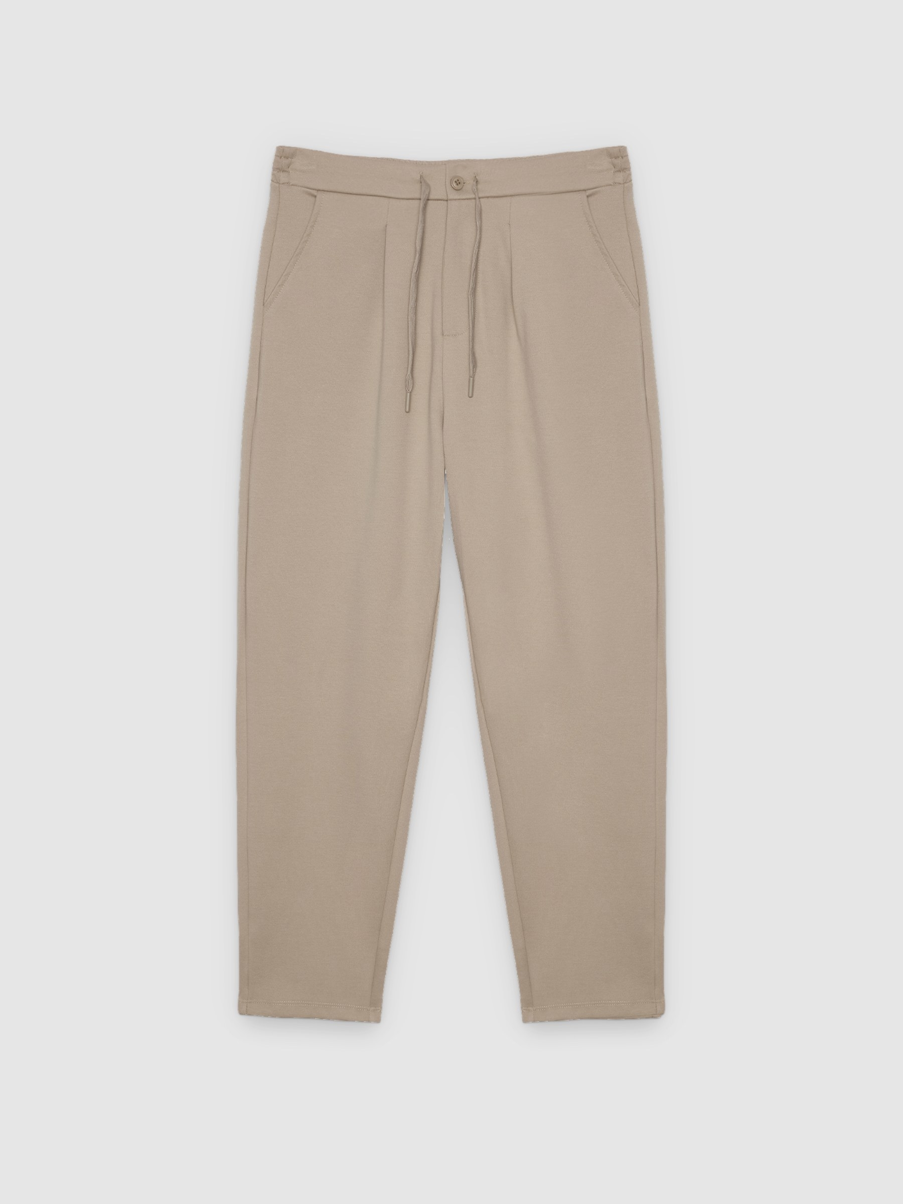 Jogger de felpa con cordones beige vista general frontal