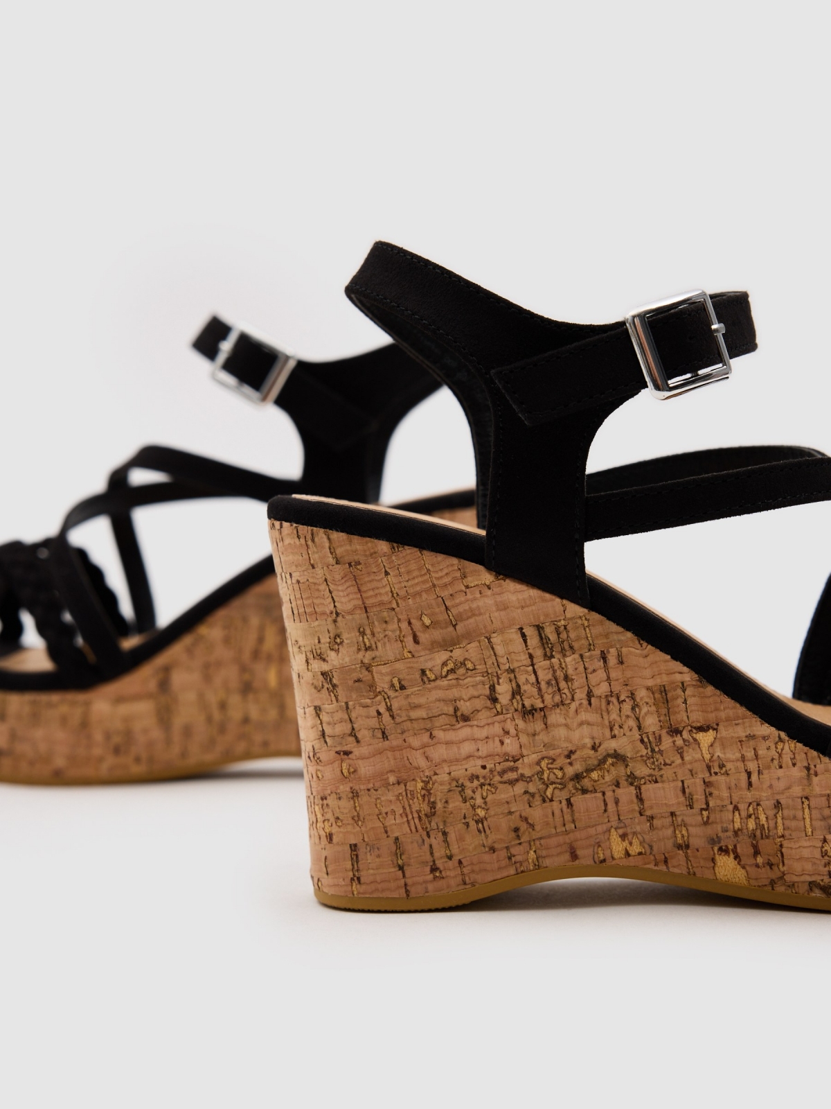 Wedges braided strips black detail view