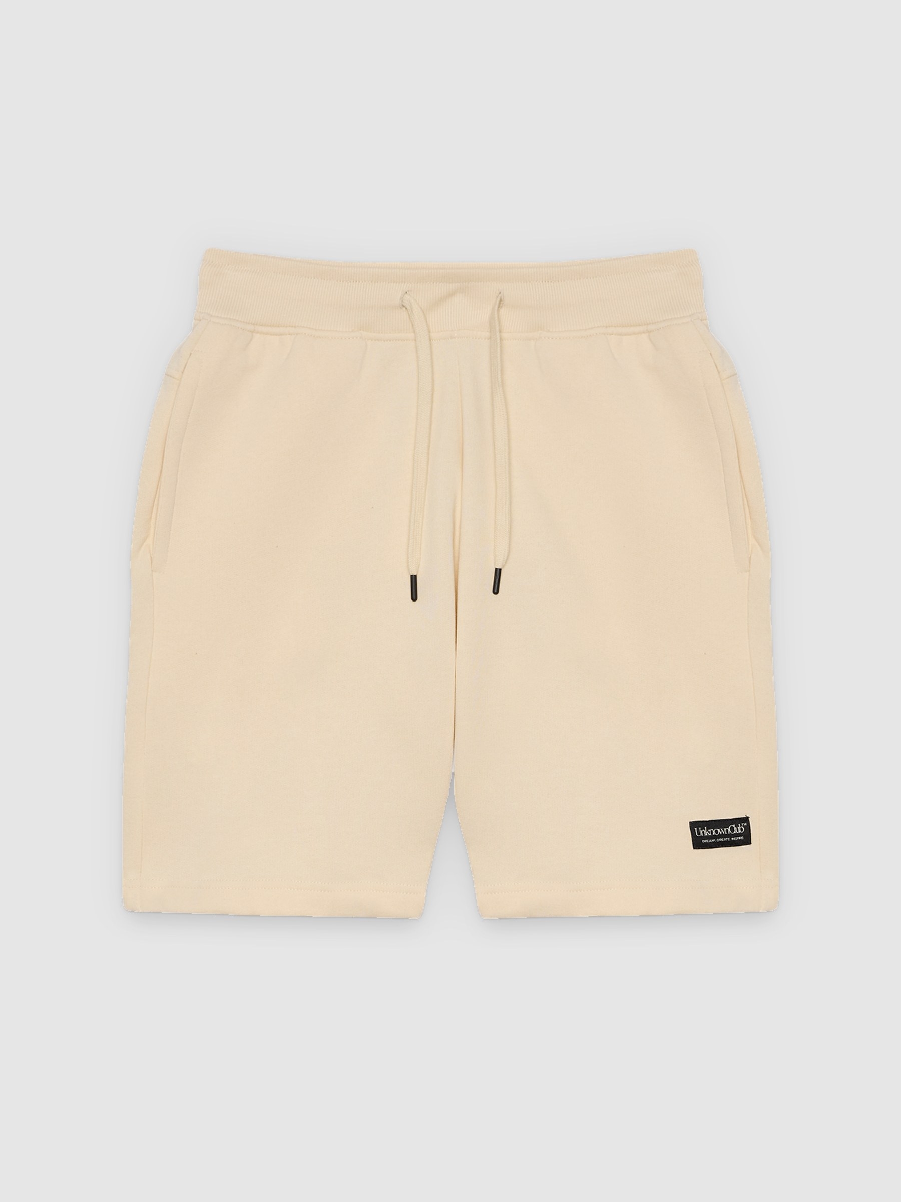 Bermuda jogger con cordones blanco roto vista media frontal