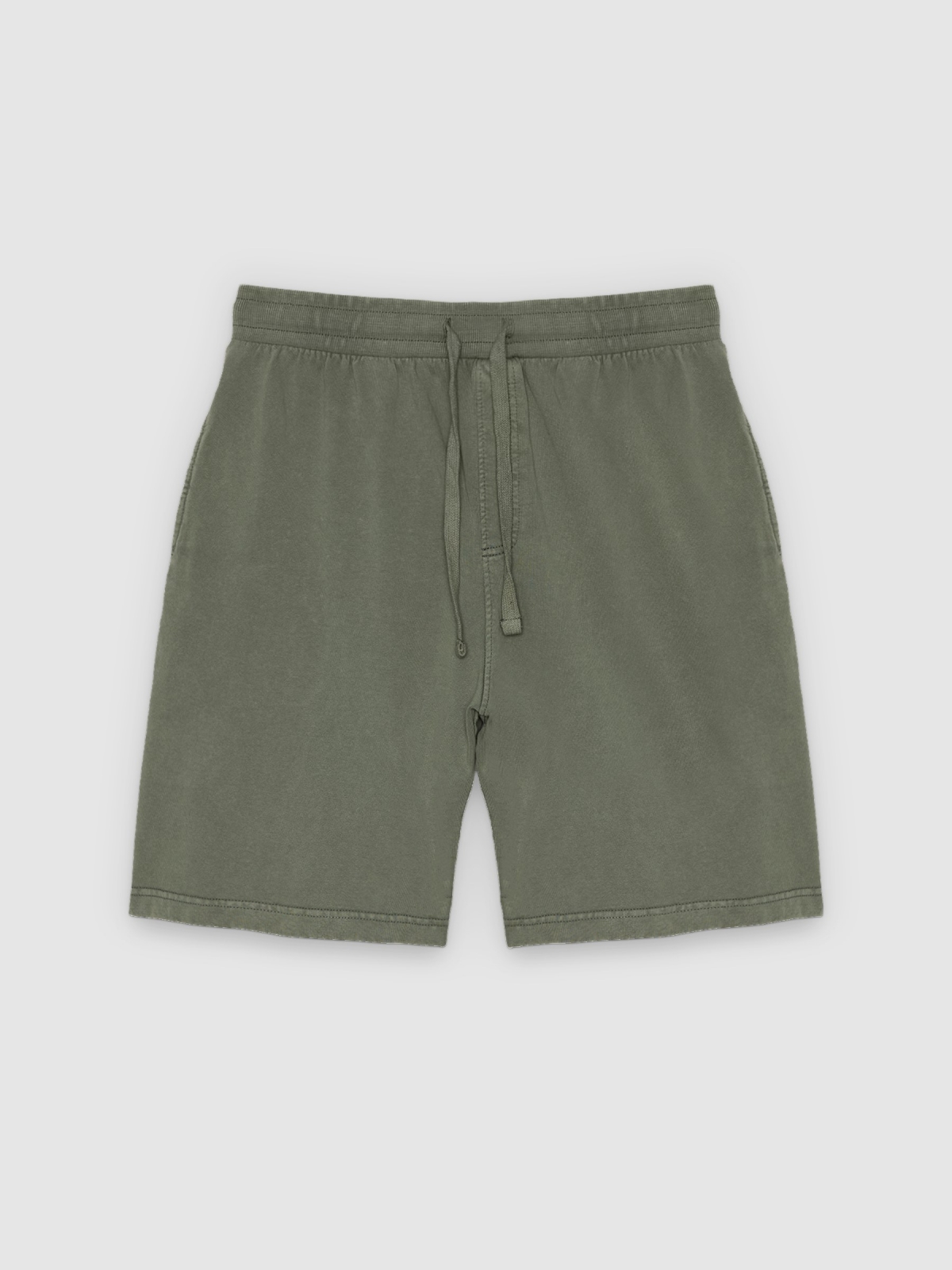 %Pto% Bermuda deportiva felpa con cordones verde vista frontal